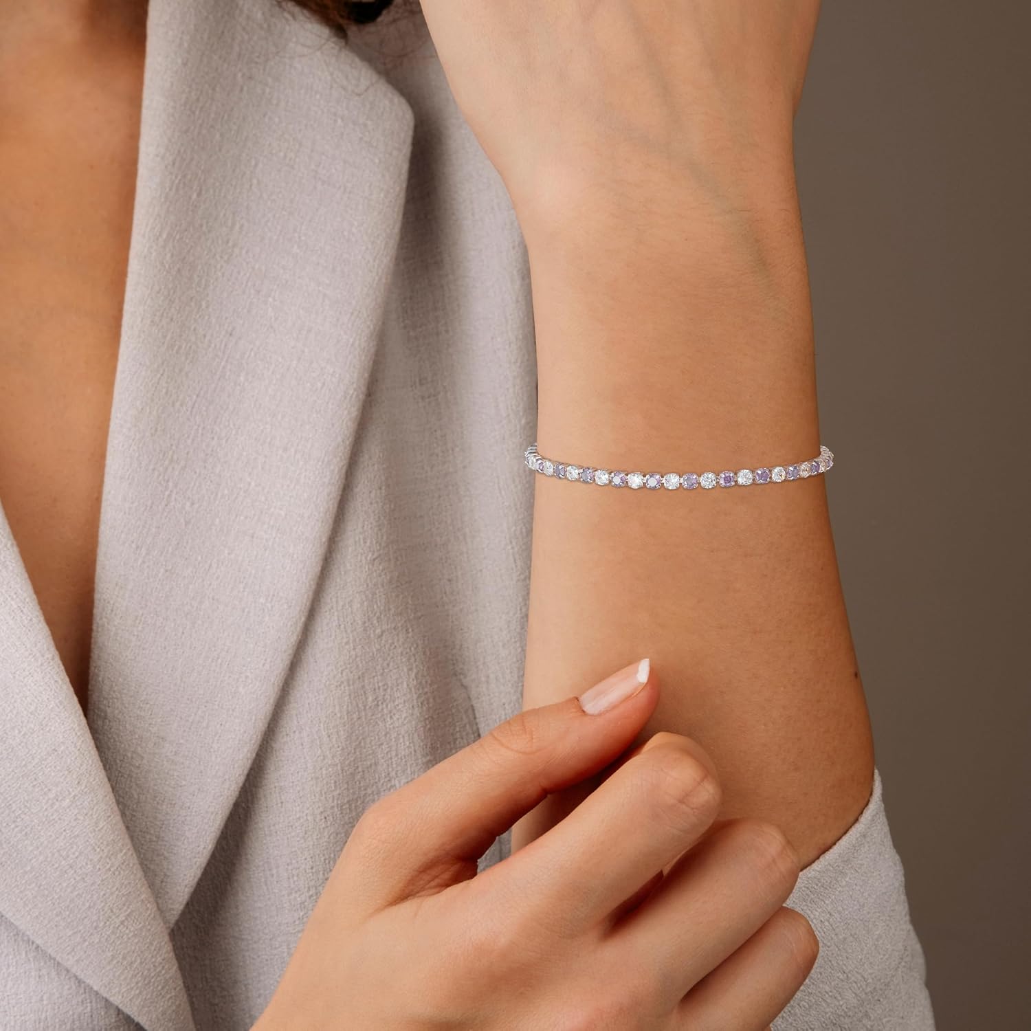Detalle de Aretas Bracciale da donna in argento Sterling 925 regolabile con zirconi – regalo elegante