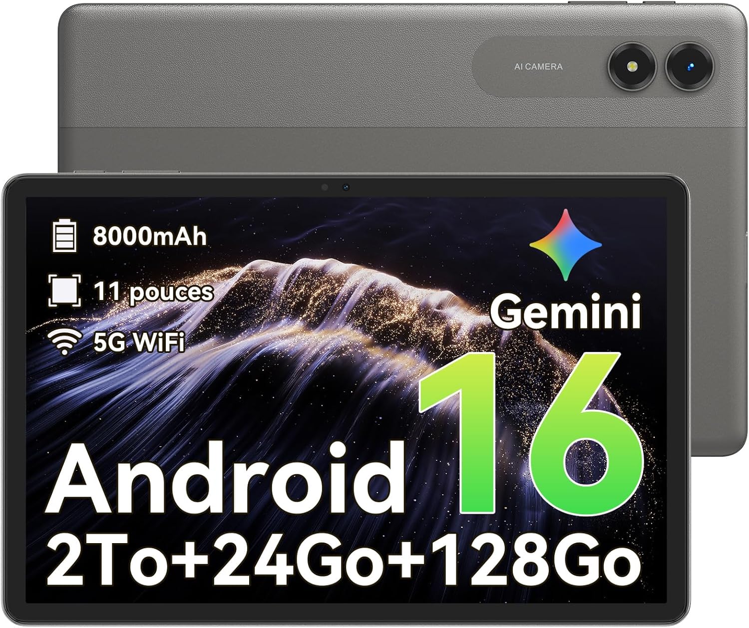 TABWEE Android 16 Tablette 11 pouces : 24 Go RAM, 128 Go ROM, batterie 8000 mAh et écran 90 Hz