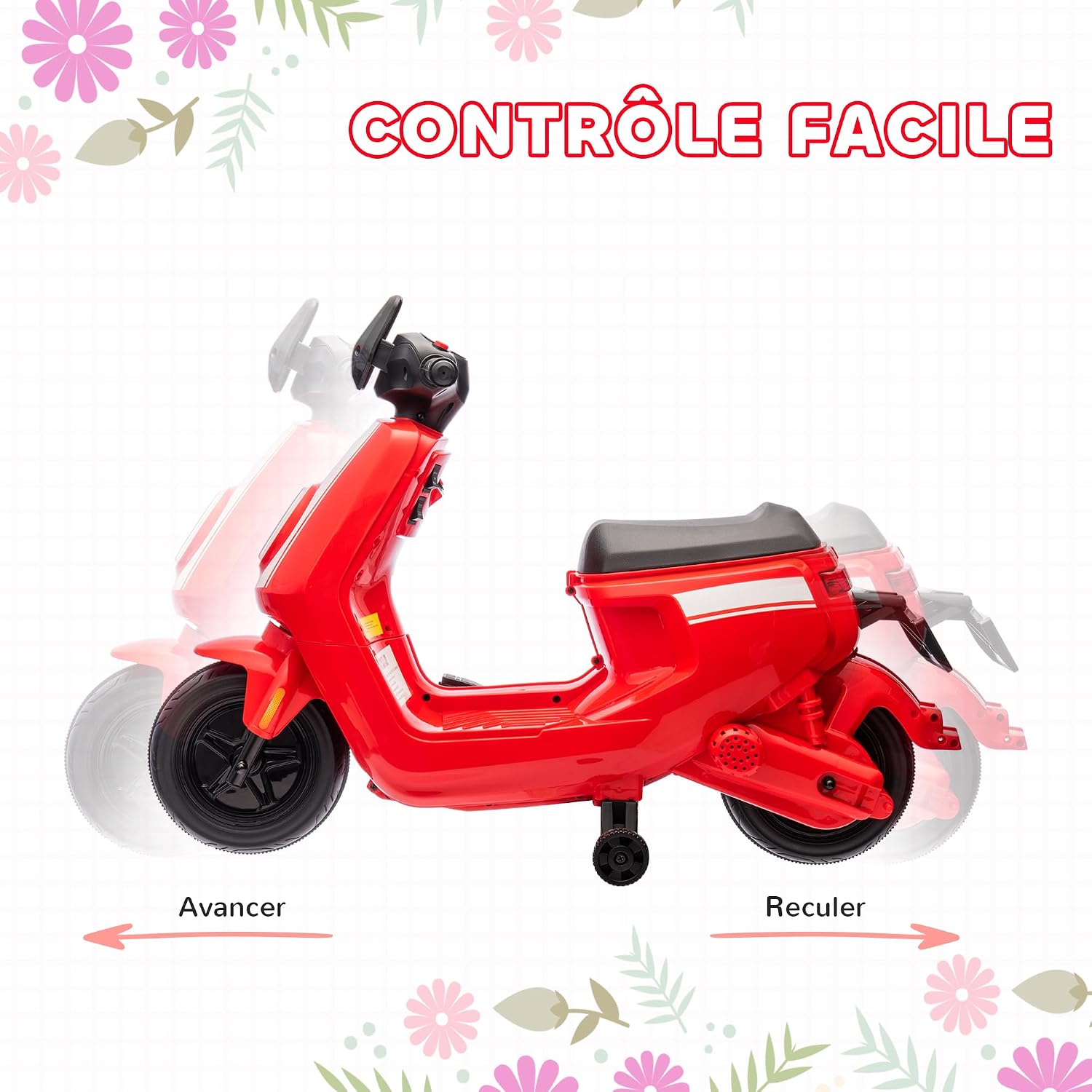 Thumbnail 3 de AIYAPLAY Scooter électrique Enfants Moto Porteur 6 V Rouge (18–36 mois) — Petit bolide sûr et musical
