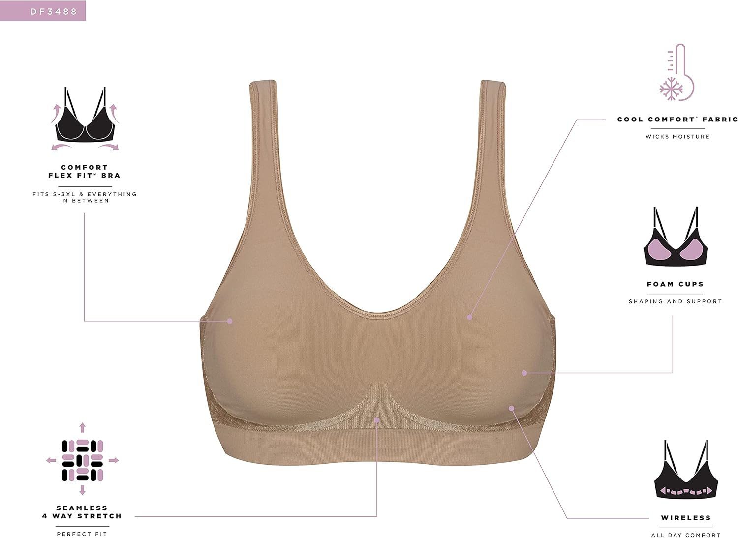 Detalle de Bali DF3488 Comfort Revolution Wireless Bra