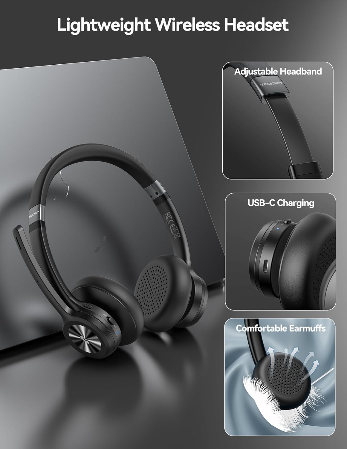 Thumbnail 1 de TECKNET Bluetooth Headset 50h playtime