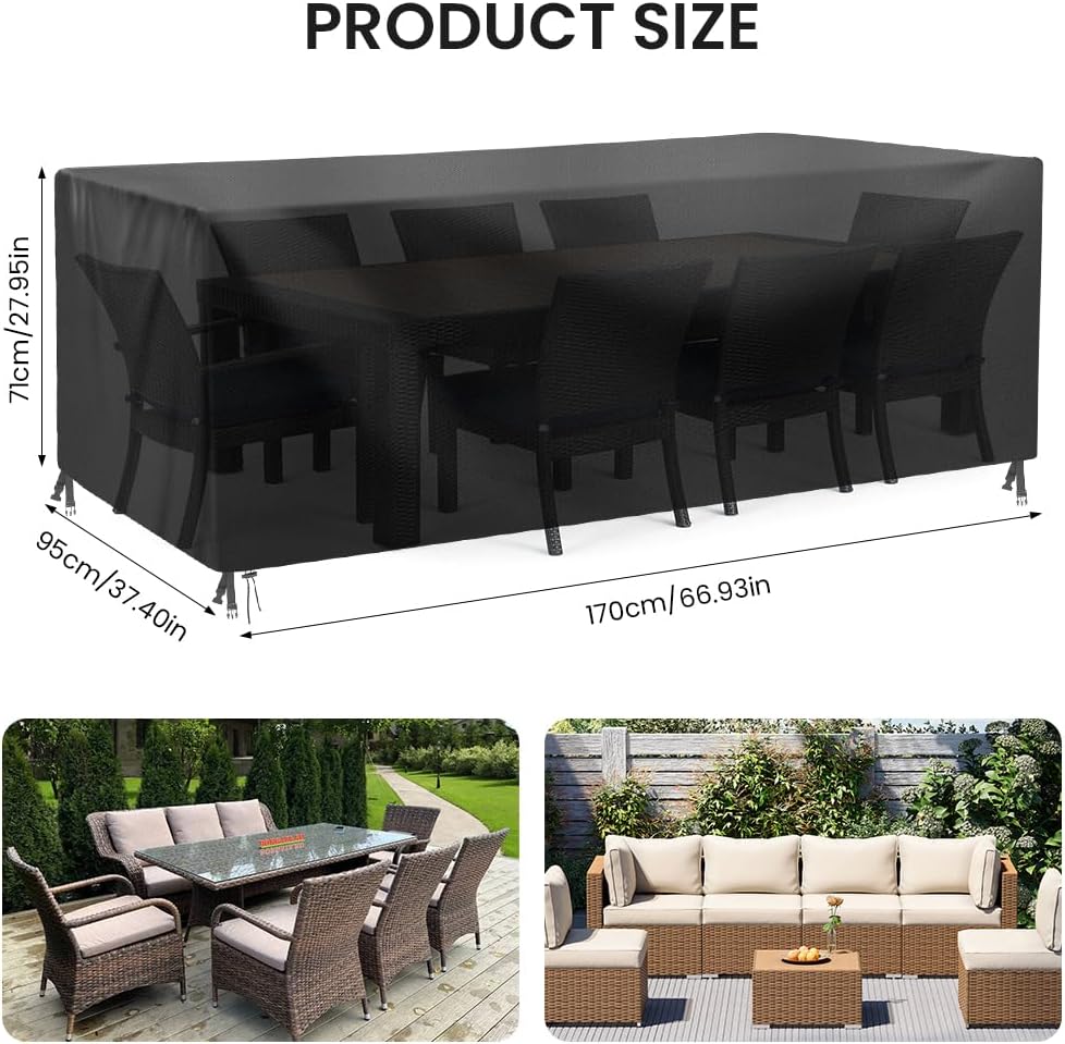 Detalle de Housse de salon de jardin AOOWU 170×95×71 cm : protection imperméable, coupe-vent et anti-UV