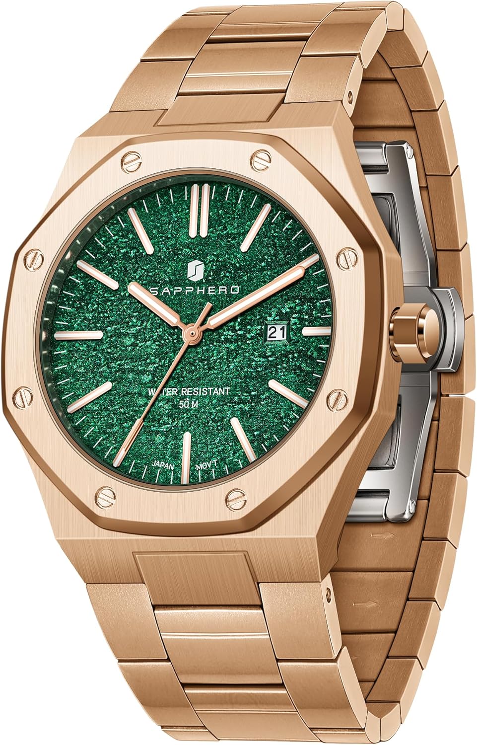Thumbnail 6 de SAPPHERO Herren-Armbanduhr mit Quarzwerk, Edelstahlband und 50 m Wasserdichtigkeit