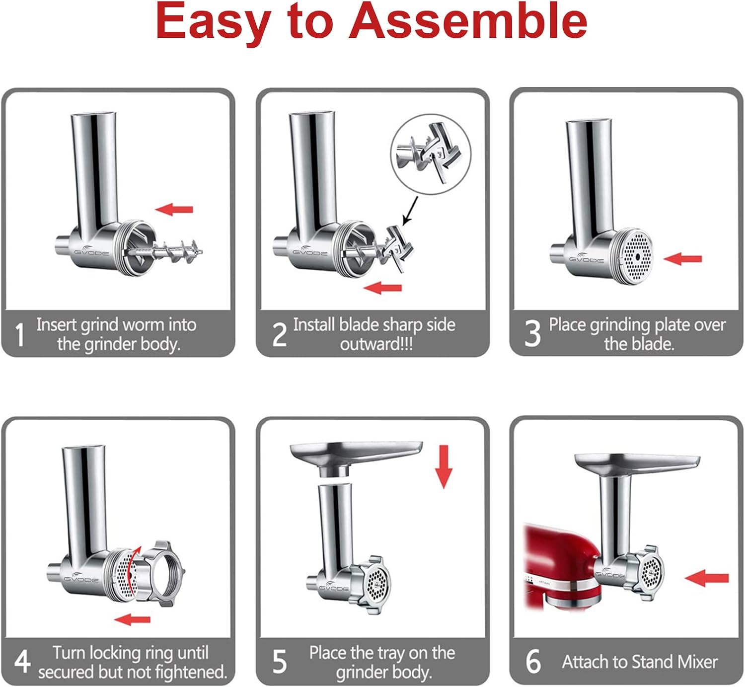 Detalle 1 de GVODE Meat Grinder Attachment, Metal