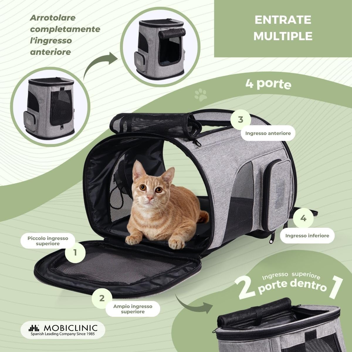 Detalle de Mobiclinic® pets Thor: zaino trasportino pieghevole per cani e gatti 30x25x40 cm