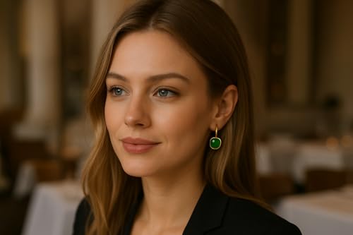 Detalle de Grüne Onyx Ohrringe Gold Vergoldet 925 Silber von Sophia Rose Jewellery – handgefertigt