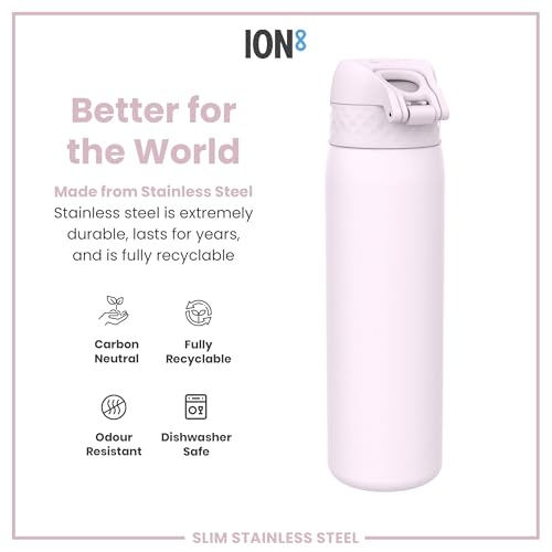 Detalle de Ion8 Lightweight Steel Water Bottle 600 ml / 20 oz (Lilac Dusk) – Non-Insulated, Leak-Proof & Dishwasher Safe