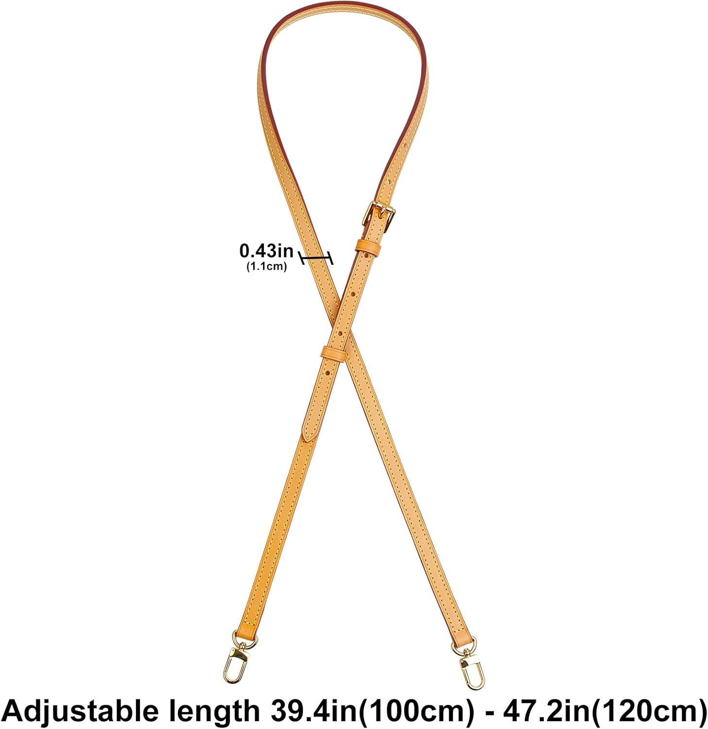 Detalle de jiesinlov Vachetta Leder Riemen Ersatz verstellbar – 100–120 cm, 1,1 cm Breite, für Speedy & Crossbody