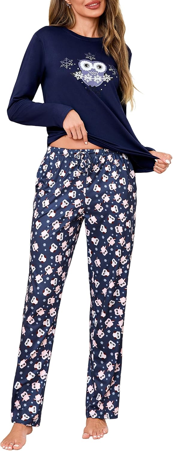 Detalle de Demegimi Damen Schlafanzug Lang Pyjama Baumwolle