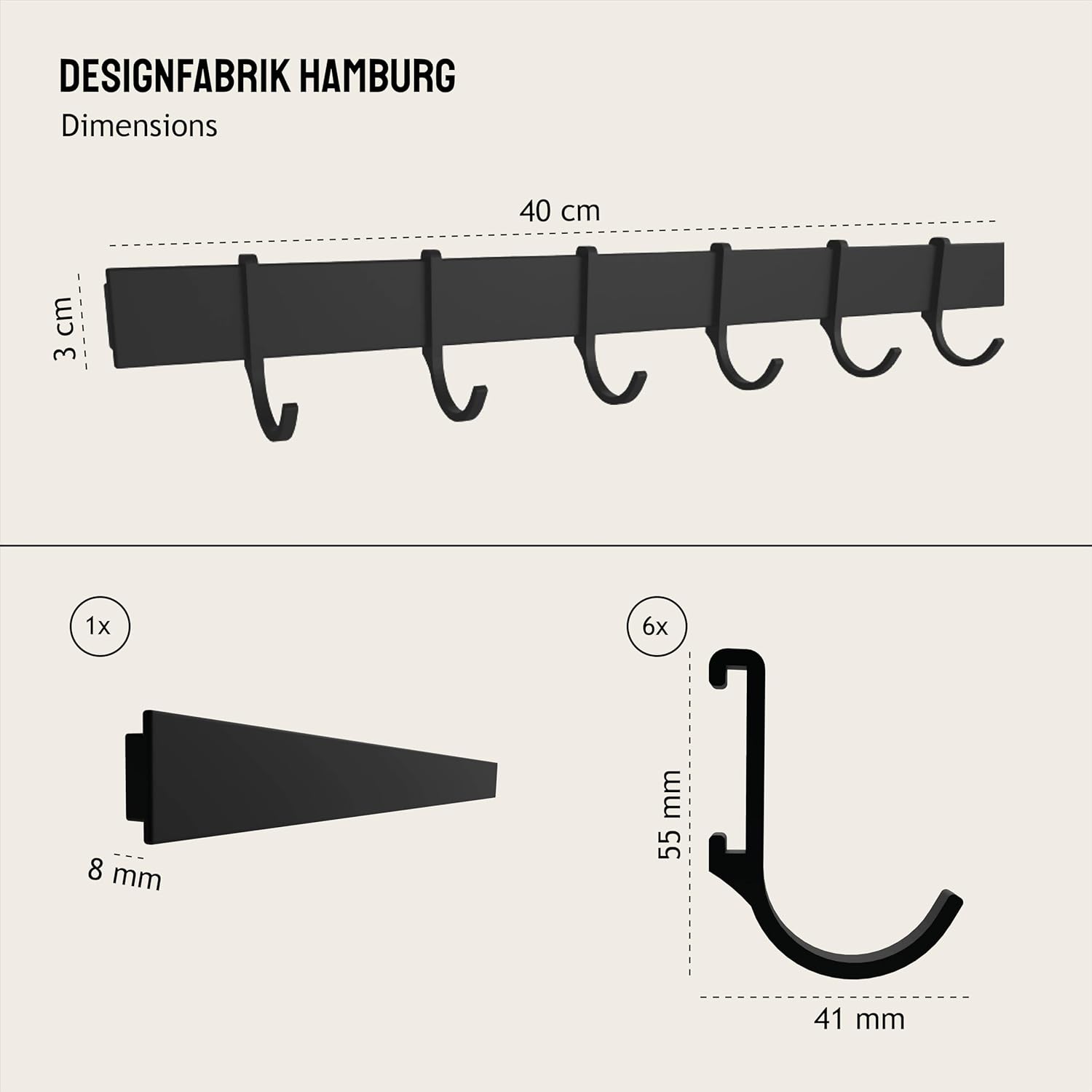 Thumbnail 3 de Designfactory Hamburg Utensil Holder – Self-Adhesive Hanging Rail for Quick, Drill-Free Kitchen Organisation