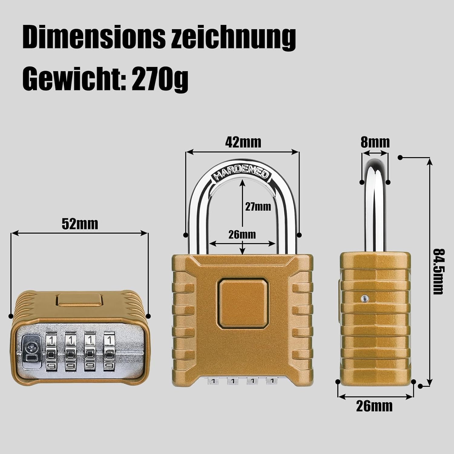 Thumbnail 1 de Diyife Schwer Zahlenschloss 52MM 4-stellig