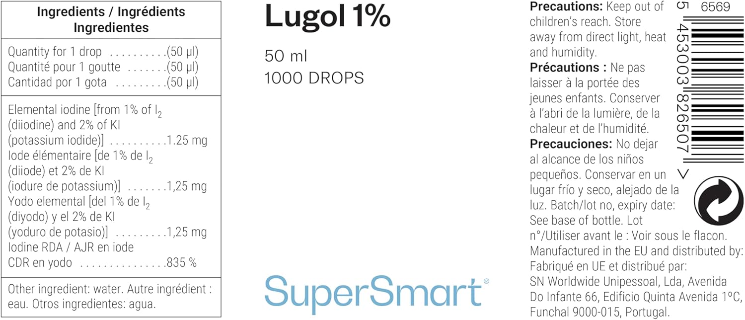 Thumbnail 1 de Lugol 1% Jodtropfen (Jod-Jod Harnstoff-Lösung) – Diode 1% / Kaliumjodid 2%, 1000 Tropfen