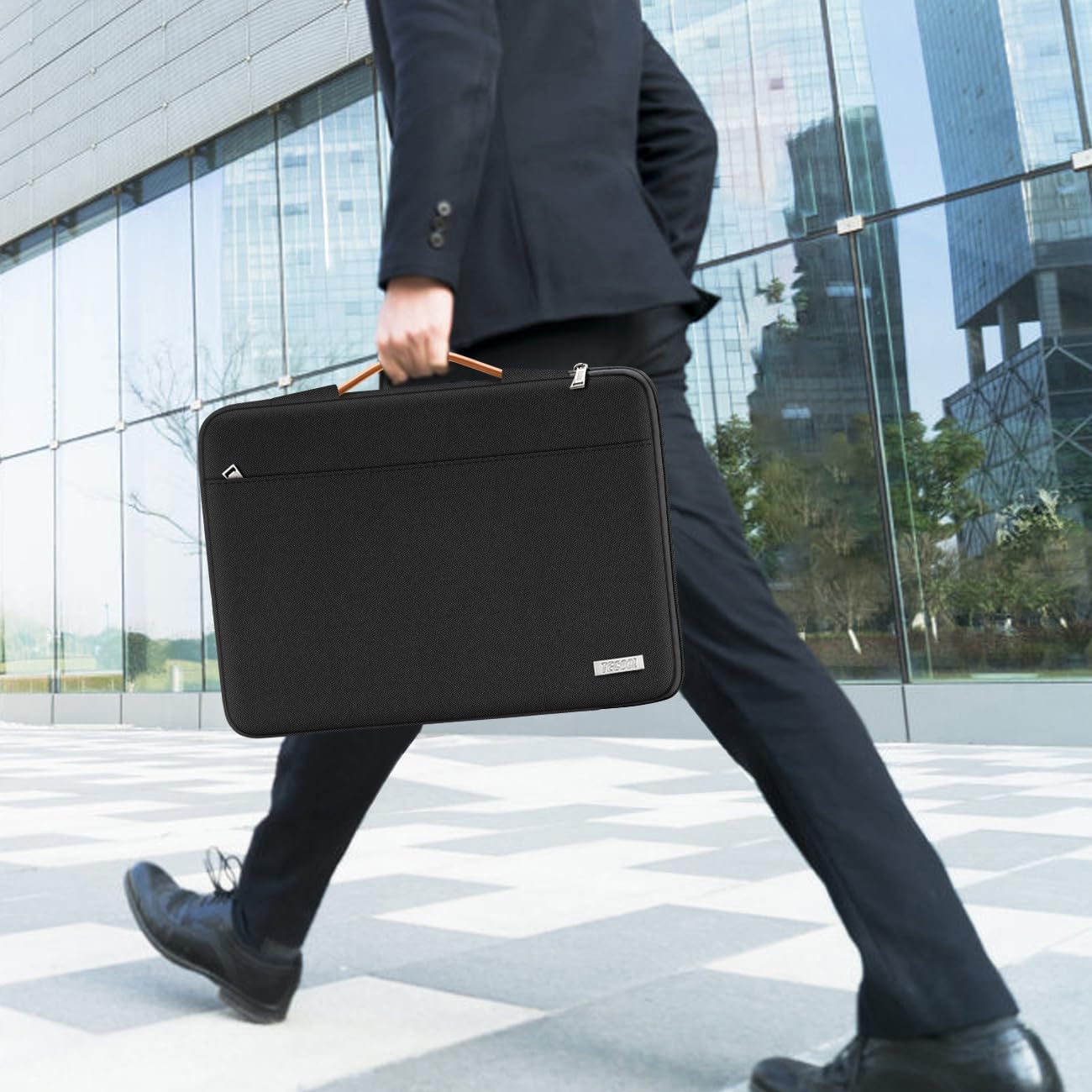 Detalle de TECOOL Laptop-Tasche 14 Zoll mit Tragegriff – Schutzhülle für 14" Notebook & 15" Surface Laptop, schwarz