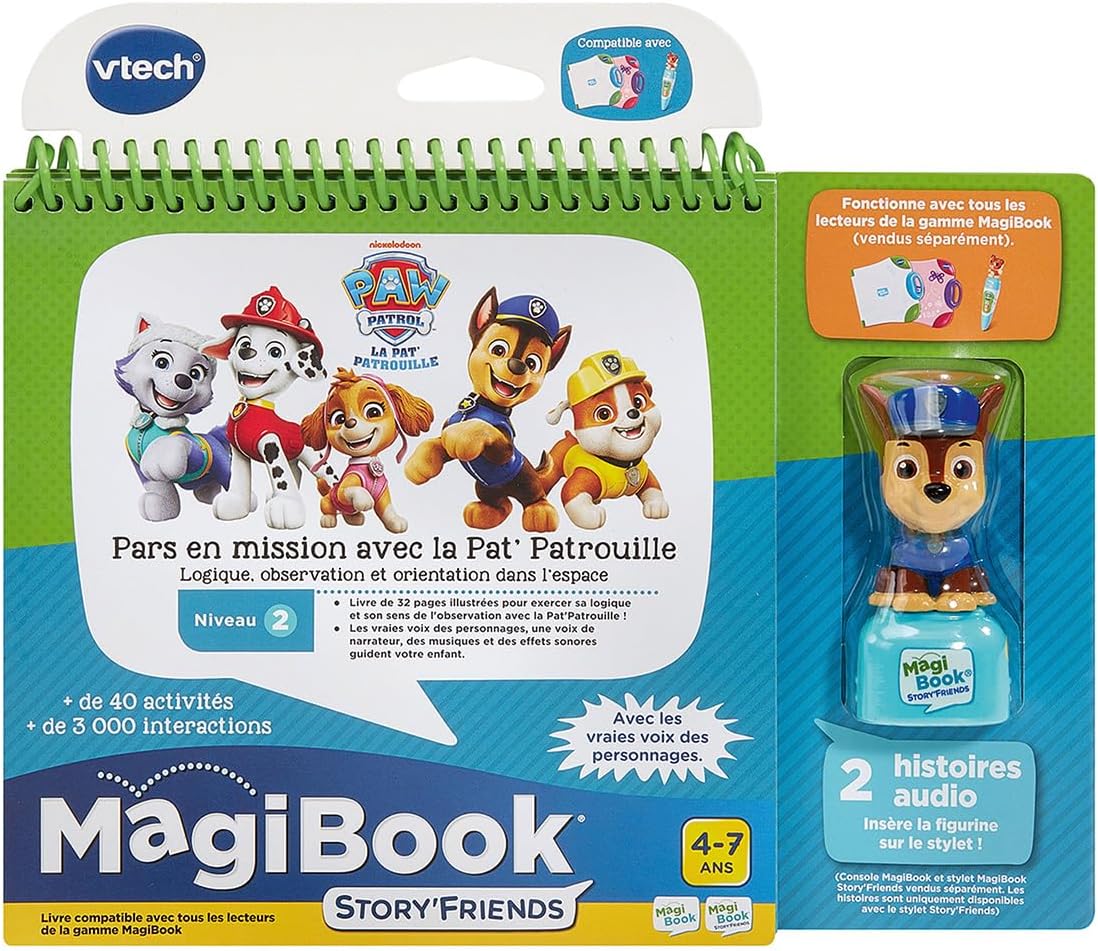 Detalle 2 de VTech MagiBook Story'Friends Pars en Mission avec La Pat' Patrouille — Livre Éducatif interactif Chase (Niveau Primaire, 4–7 ans)
