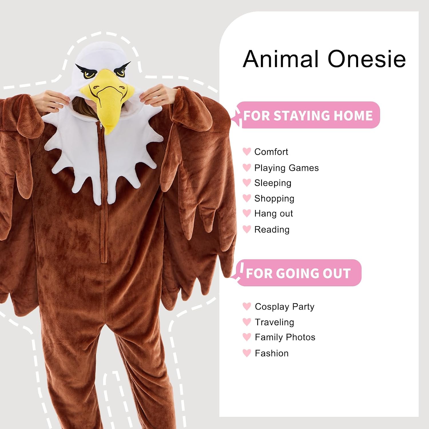 Thumbnail 5 de JUOLOET Animal Onesie Pajamas, Unisex Adult One-Piece with Hood and Pockets