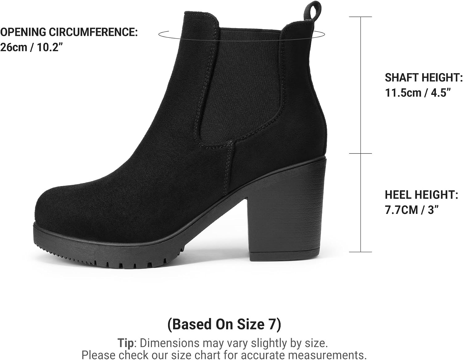 Detalle 2 de DREAM PAIRS Chelsea Ankle Boots with 3-Inch Block Heel