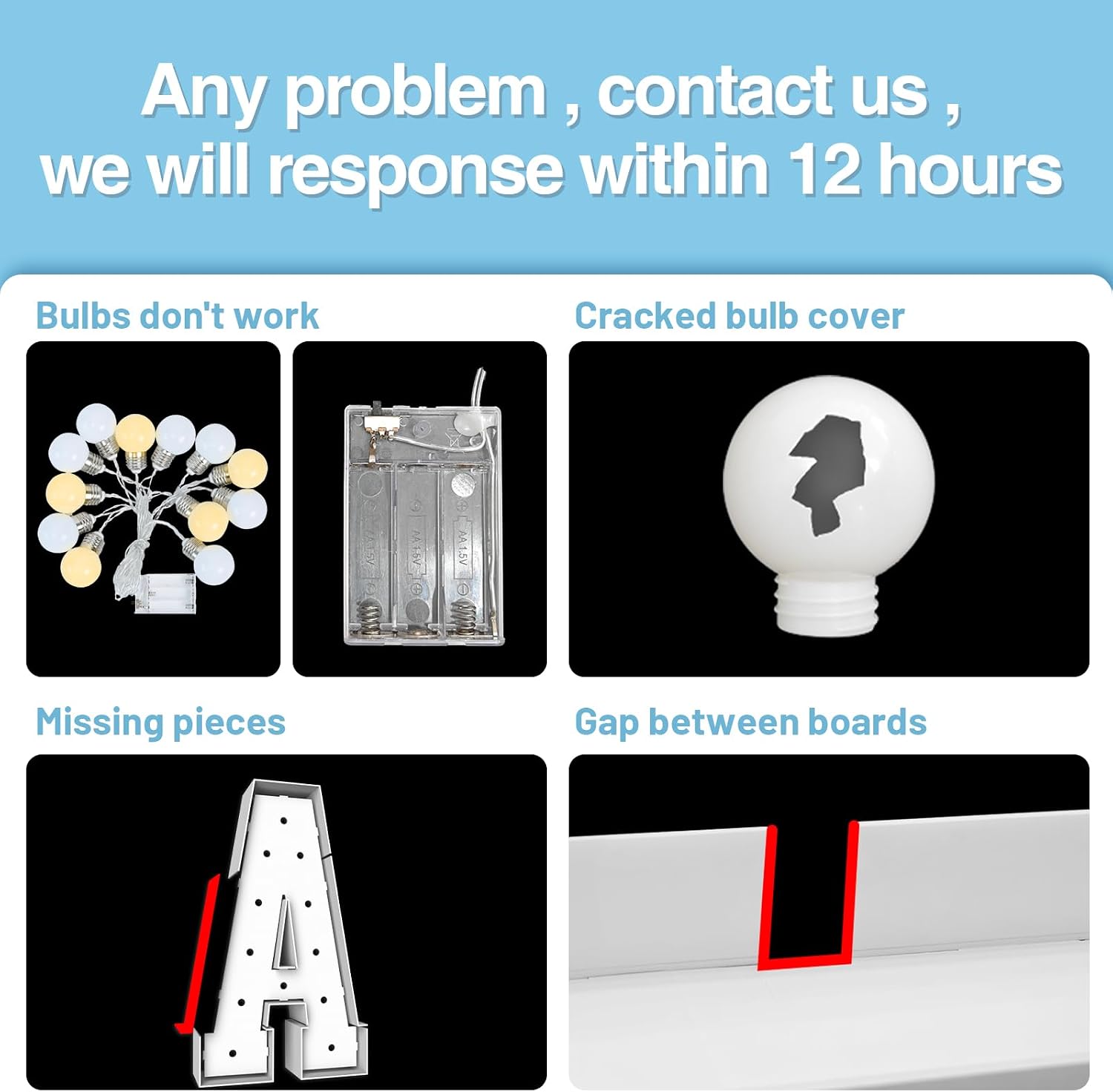 Thumbnail 4 de Teebloom RR4FTMN-letters M 4-Foot Light-Up Marquee Letter Kit, White Foam Board