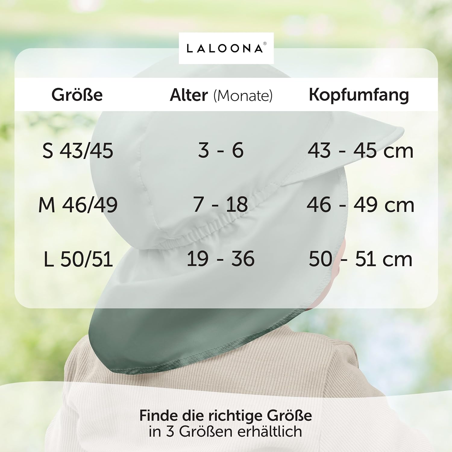 Thumbnail 5 de LaLoona Baby Schirmmütze UV 80+ mit Nackenschutz – atmungsaktiver Sonnenhut für 3–36 Monate