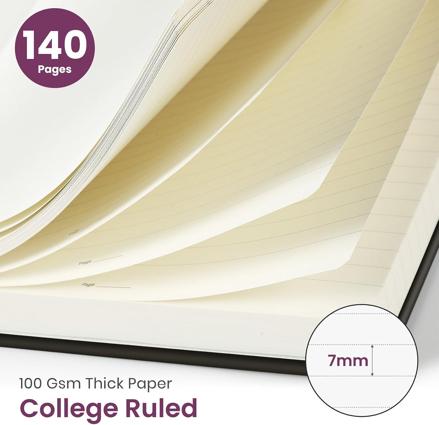 Detalle de Taja Midnight Bloom Spiral Journal, College-Ruled Hardcover, 140 Pages