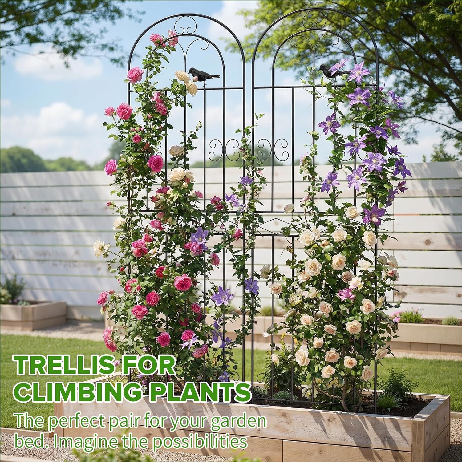 Detalle 1 de Bamworld Garden-decoration-01 Steel Plant Trellis, 2-Pack, 180 x 50 cm