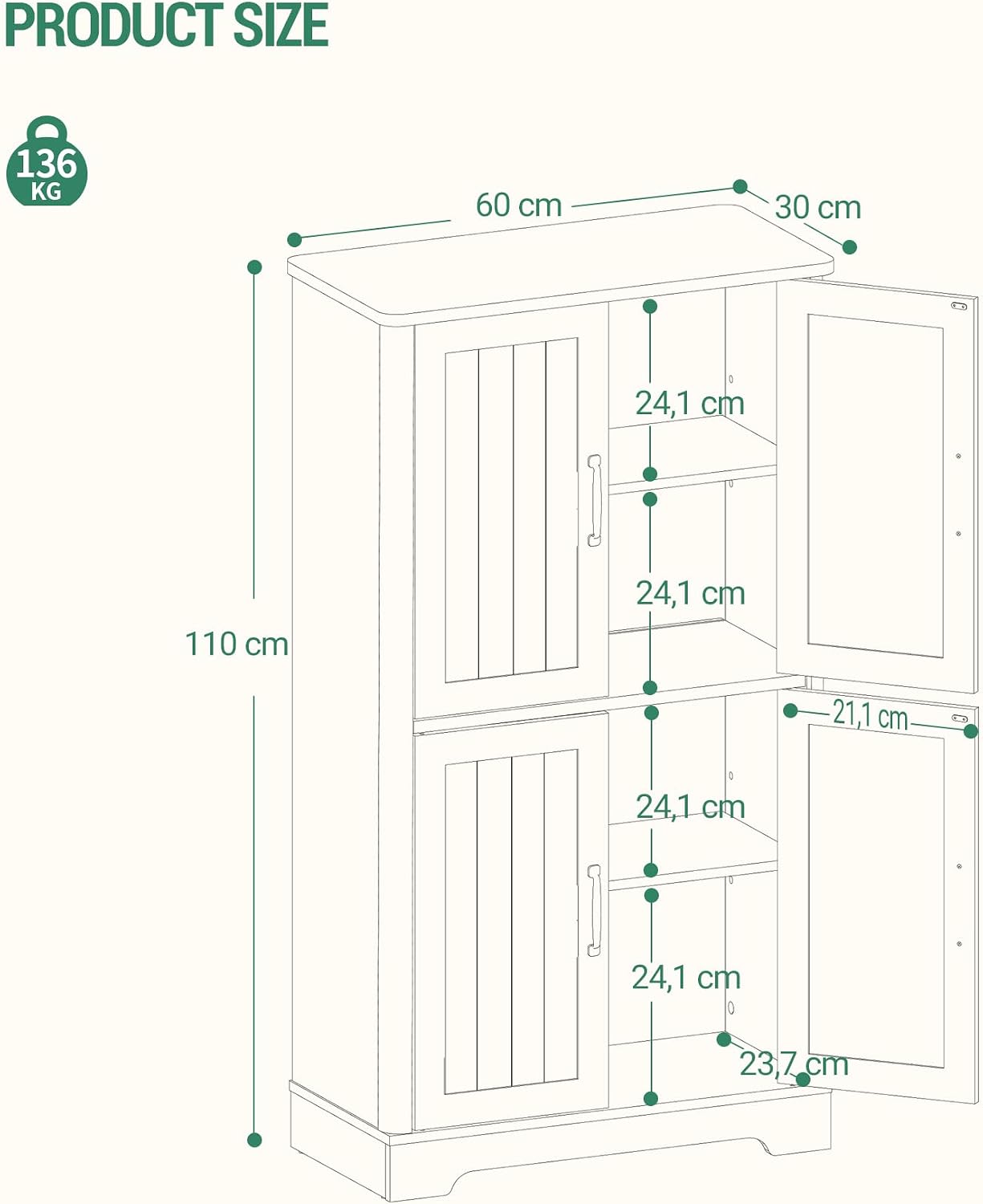 Detalle de Hzuaneri SC18413X Mueble baño 30 x 60 x 110 cm