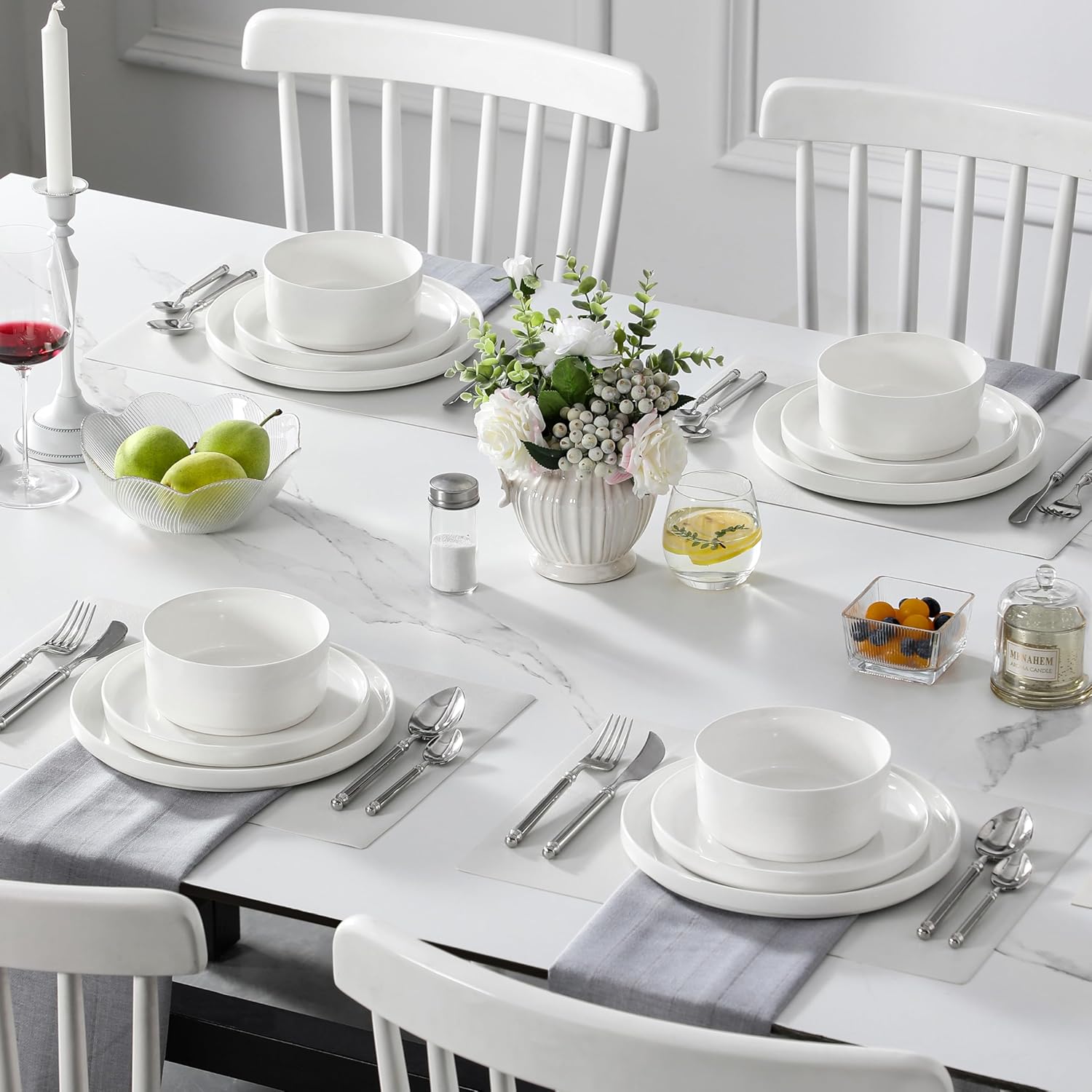 Thumbnail 4 de MALACASA Leah 12 Pieces Porcelain Dinnerware Set for 4