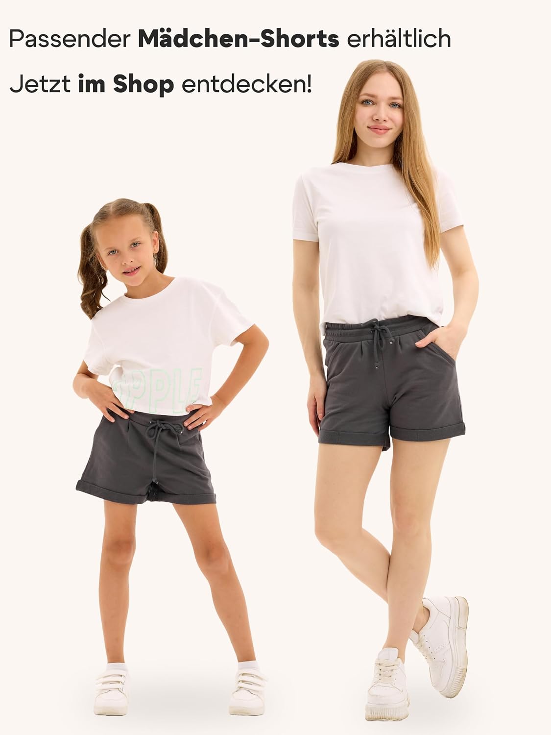 Thumbnail 4 de Damen Sommer-Shorts aus 100% Baumwolle mit Kordelzug & Seitentaschen (Basic Farben), Größen M–2XL