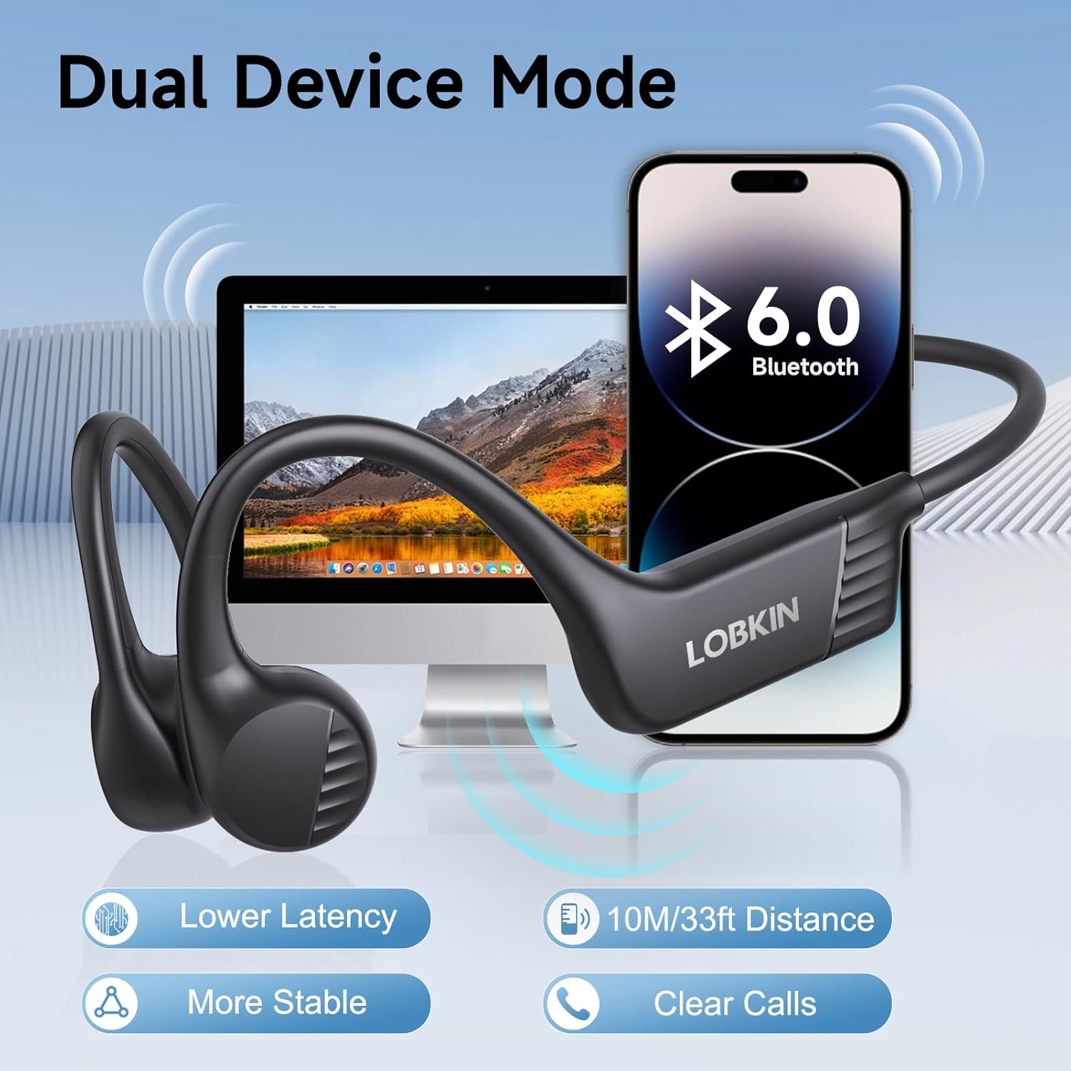 Thumbnail 6 de LOBKIN Bone Conduction Headphones: Open-Ear Bluetooth 6.0 with Mic