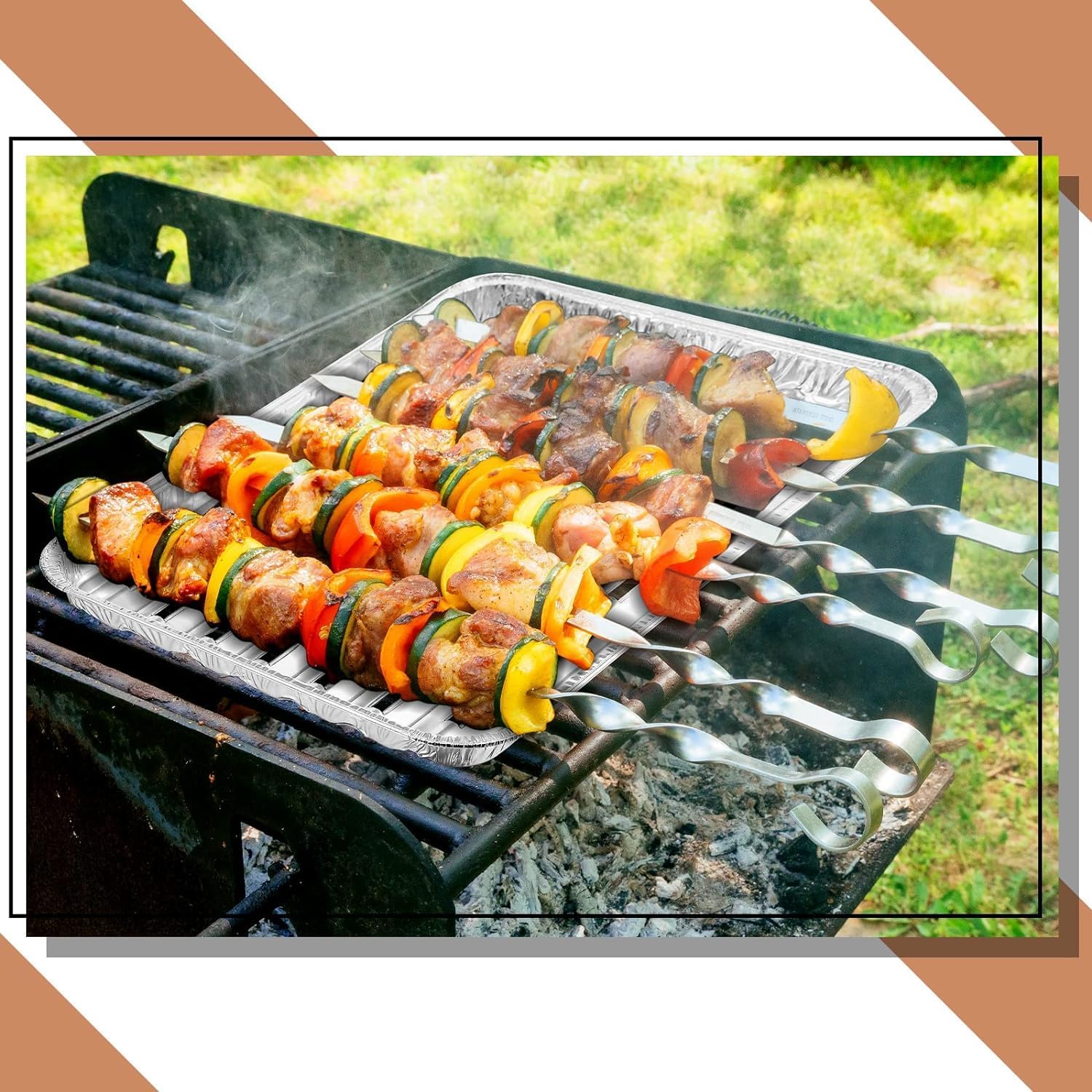 Thumbnail 3 de CHAMSUREUK 30-Pack Disposable Barbecue Trays (34 x 23 x 2.8cm) perforated aluminium foil grill containers