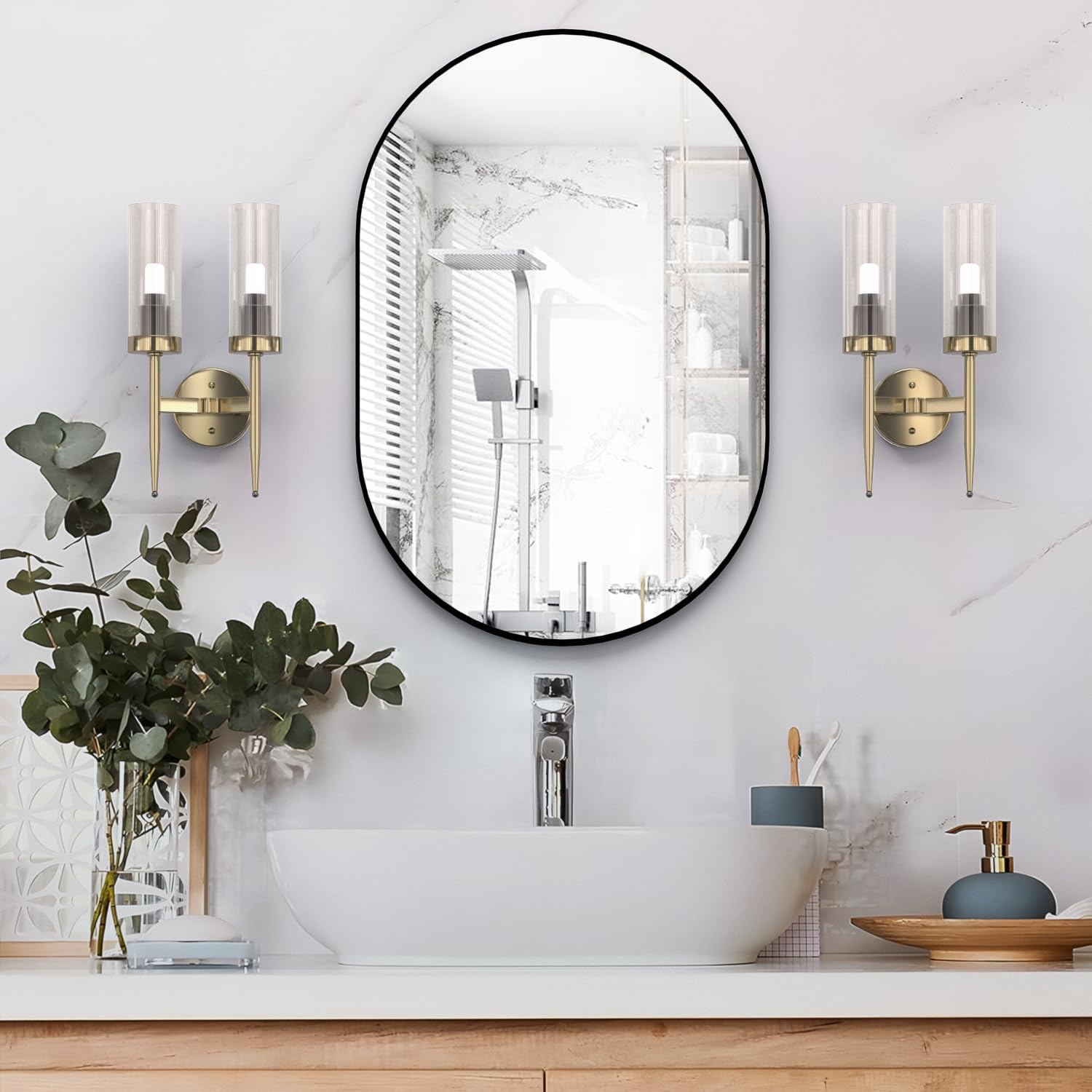 Thumbnail 2 de NEUWEABY Oval Bathroom Mirror 20 × 30 in