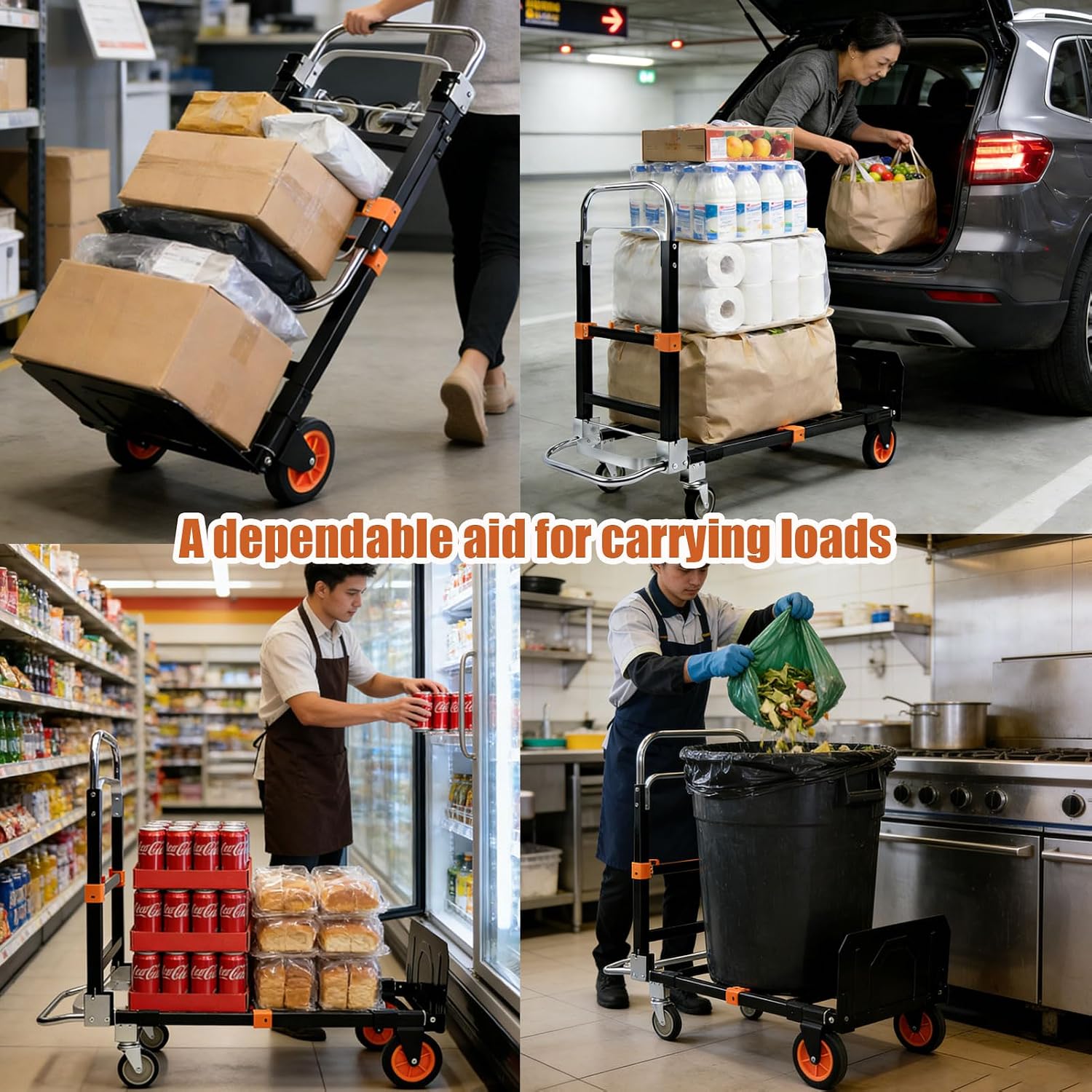 Detalle 2 de Dolly Cart with Wheels, 500 lb Capacity