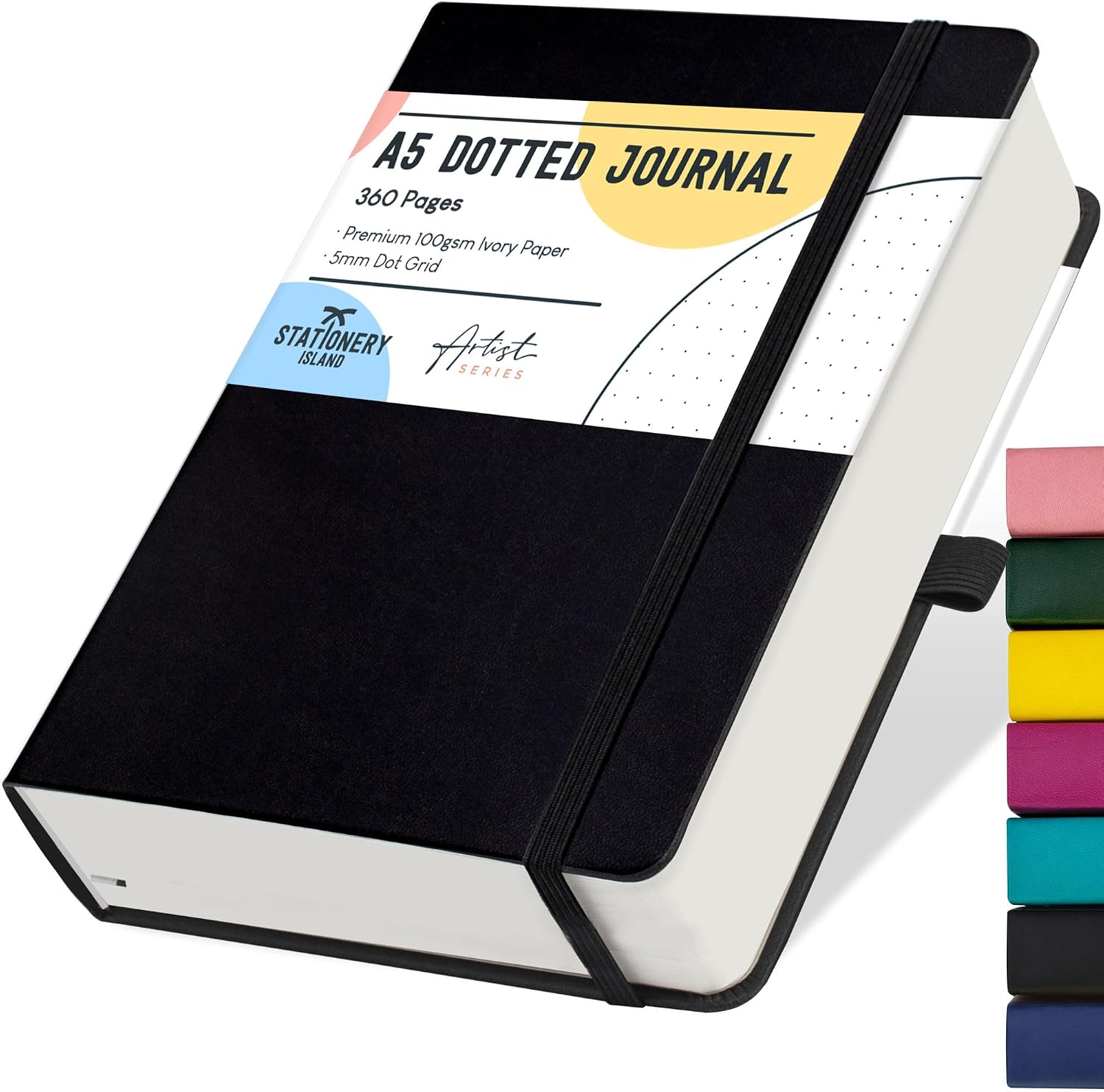 Detalle de Stationery Island Carnet A5 pointillé 360 pages (papier 100 g/m²) avec porte-stylo