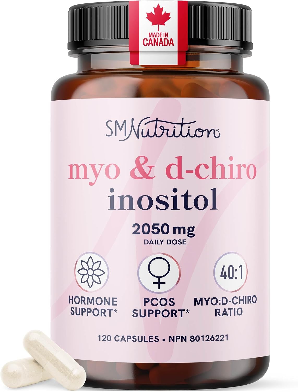 Detalle de SMNutrition INO Myo-Inositol & D-Chiro Capsules, 40:1 Ratio, 120 Count