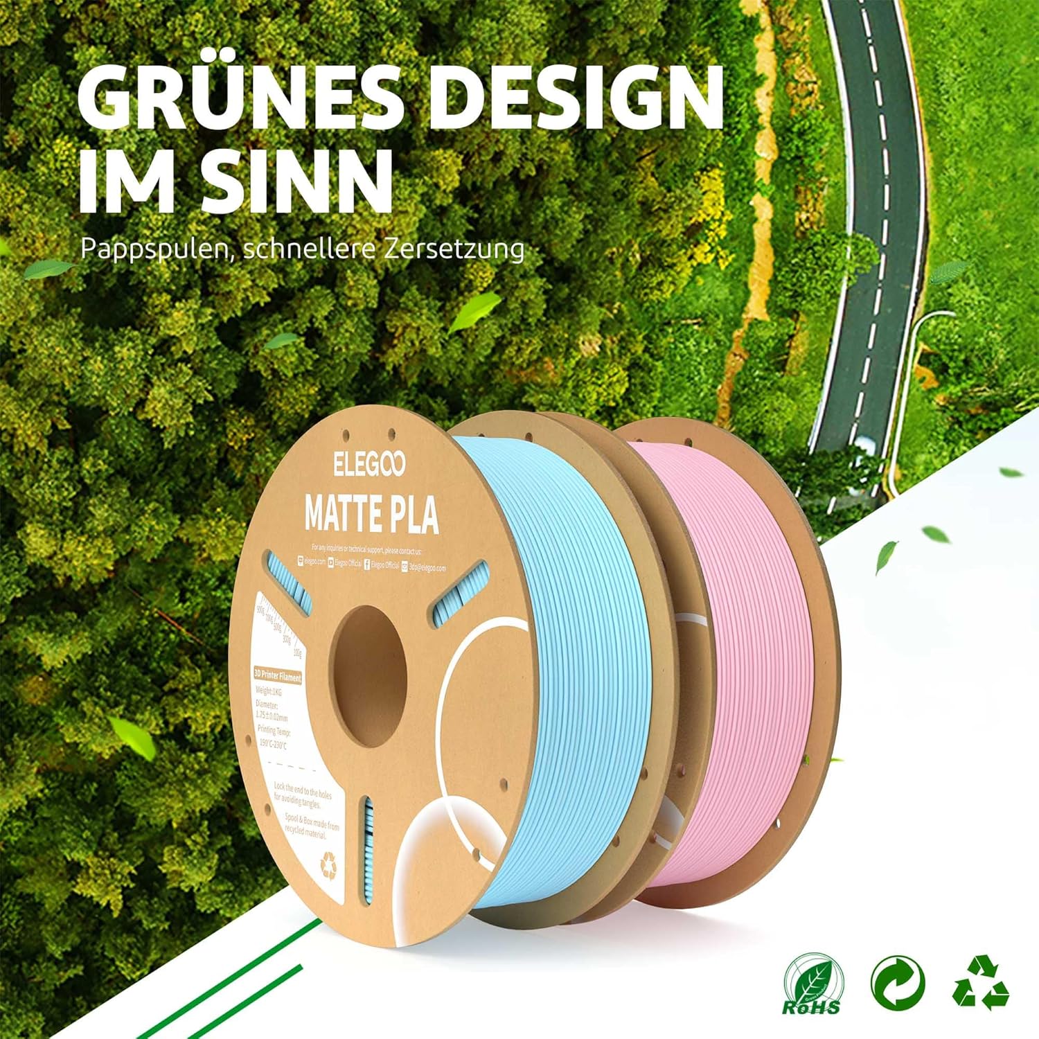 Detalle 2 de ELEGOO Matte PLA Filament 4KG – Schwarz & Weiß, 1,75 mm, 4 Spulen zu je 1 kg