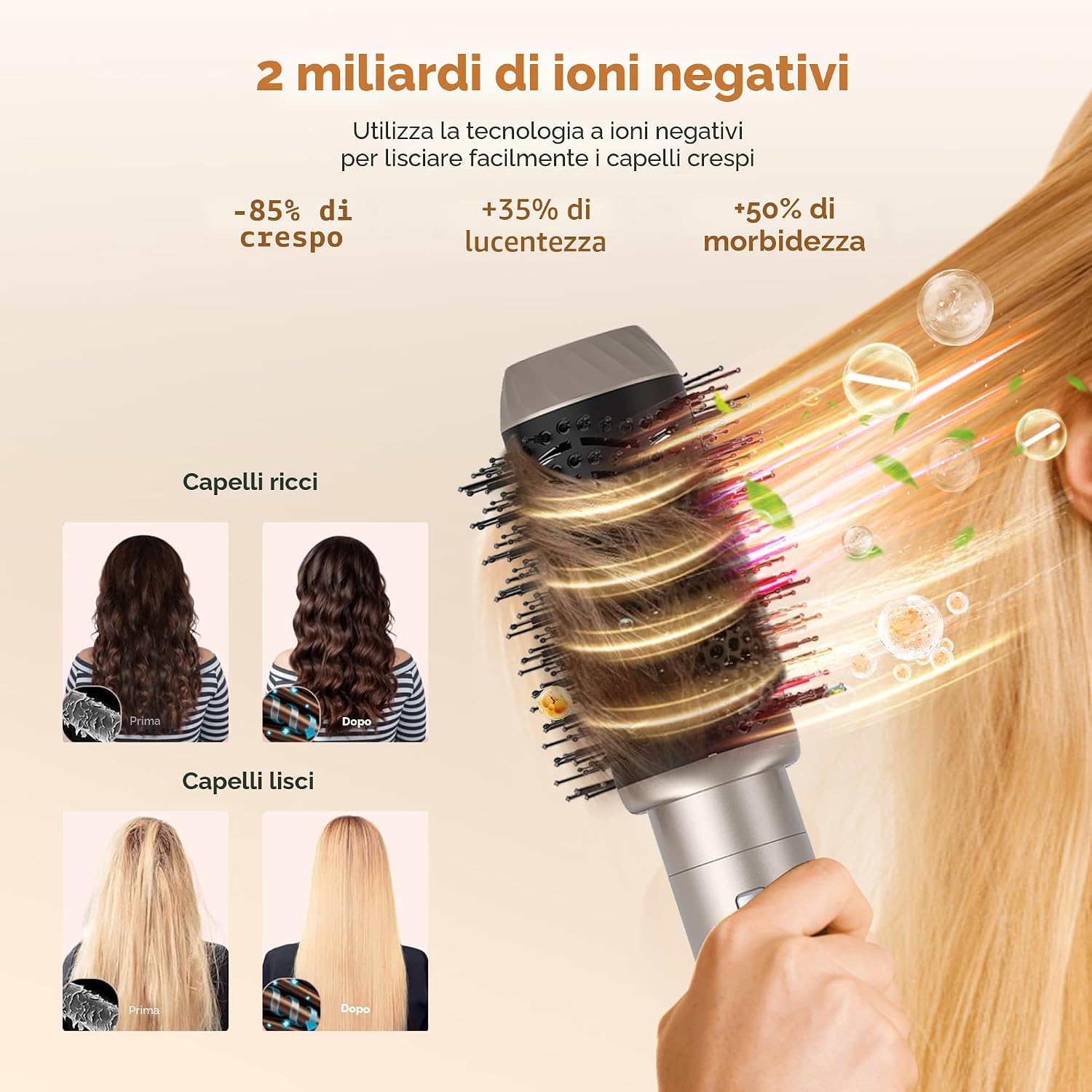 Detalle de UKLISS Hairstyler Airstyler 6 in 1: set spazzole per asciugacapelli con aria - Oro