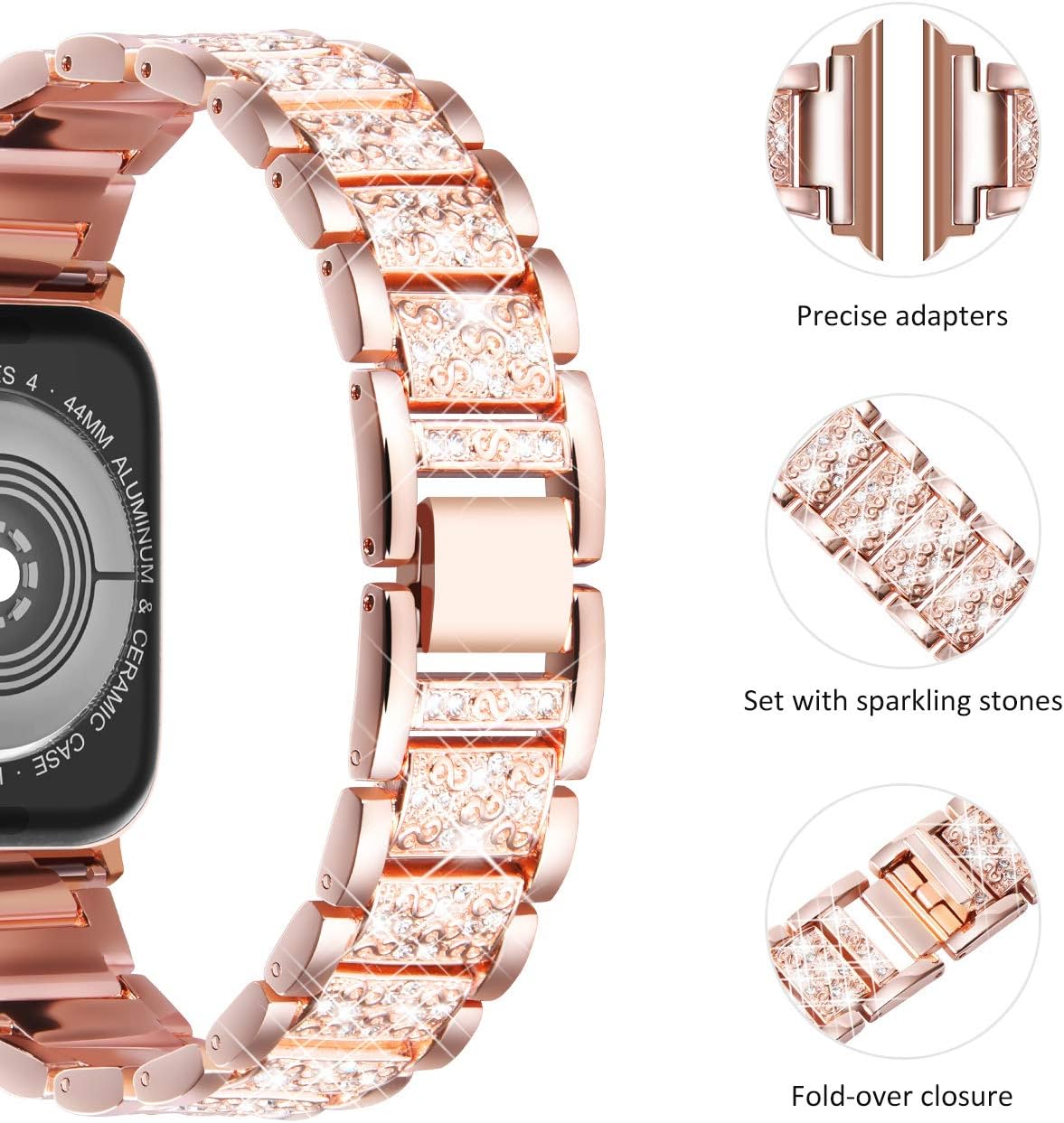Thumbnail 3 de WINGLE Bling Diamond Rose Gold Apple Watch Band (38–42mm) – Series 11/10 Compatibility