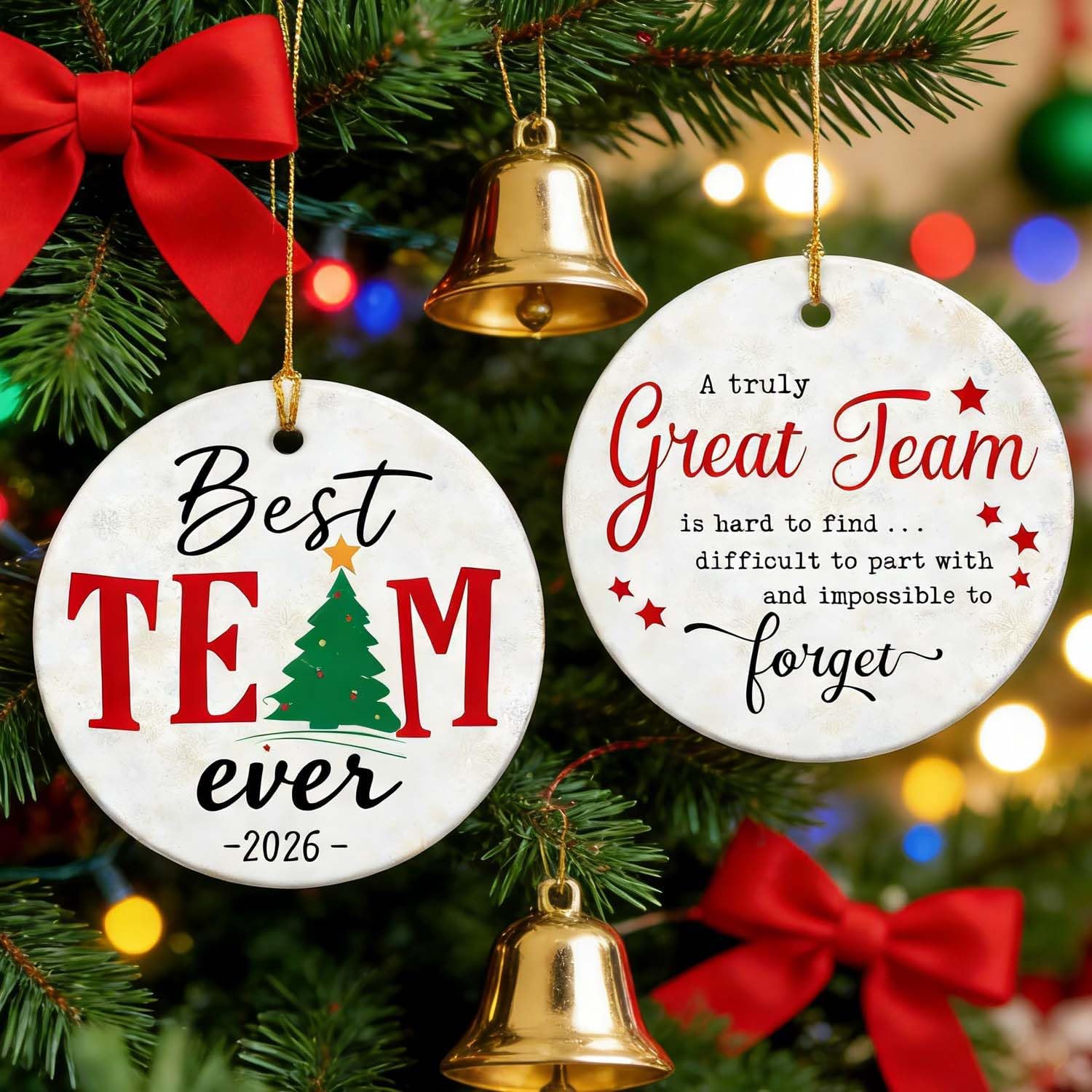 Thumbnail 6 de Fvviia Best Team Ever Ornament 2026, 3x3-Inch Ceramic Hanging Decoration