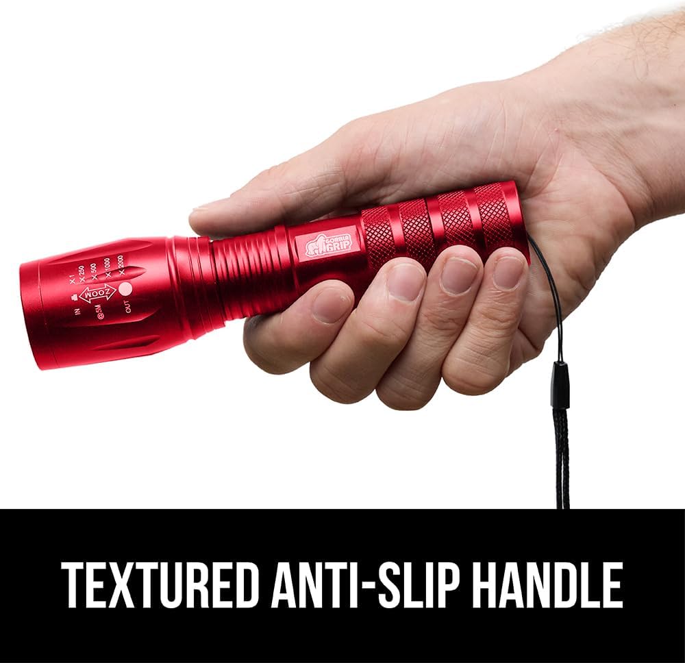 Thumbnail 6 de GORILLA GRIP 840029670910 LED Tactical Flashlight, Red, 5 Modes, Zoomable