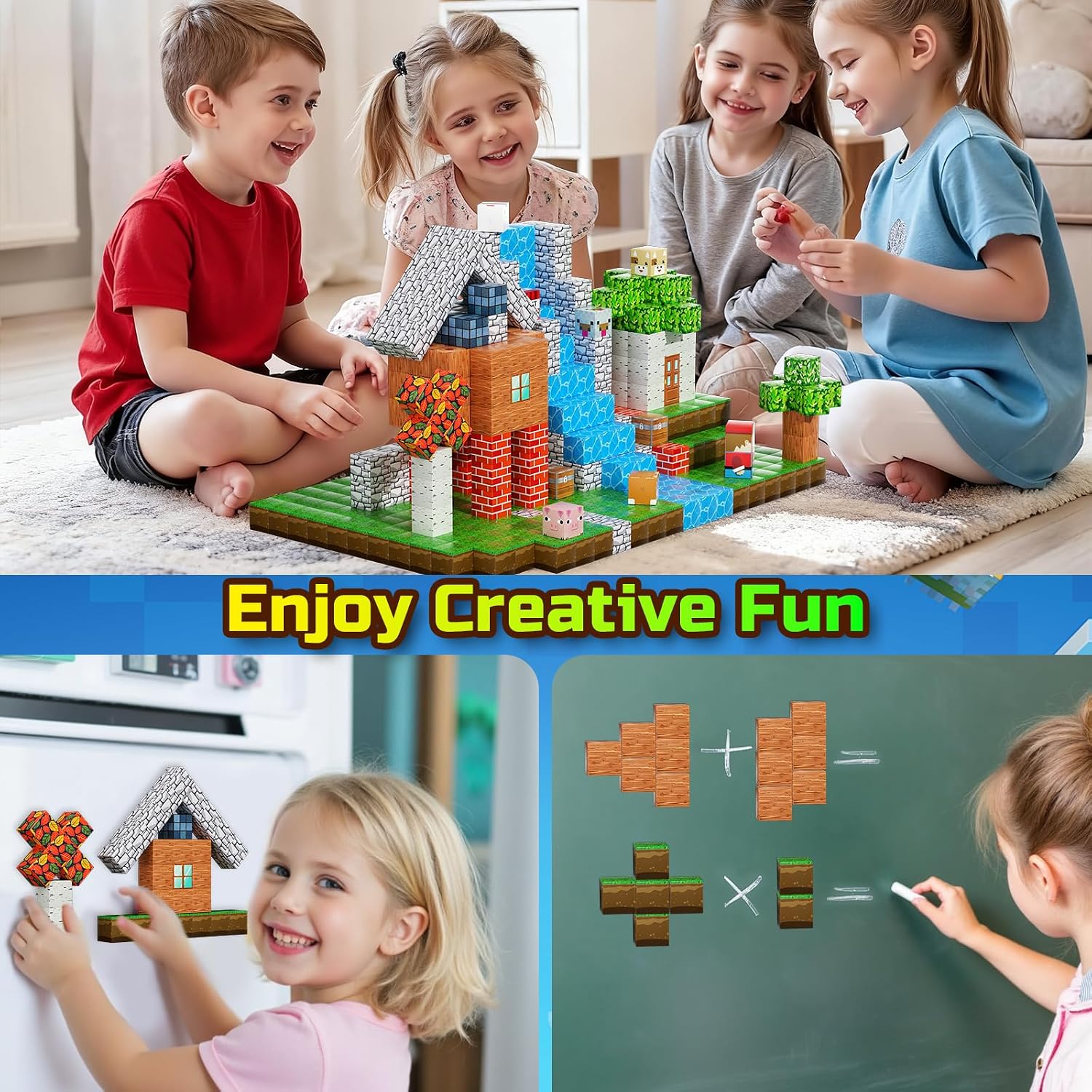 Thumbnail 4 de 200PCS Magnetic Blocks STEM Building Set