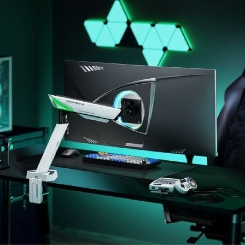 Thumbnail 1 de Soporte de Mesa Gaming Aisens DT49TSR-343 Blanco: 49", contrapeso y giro, diseño premium