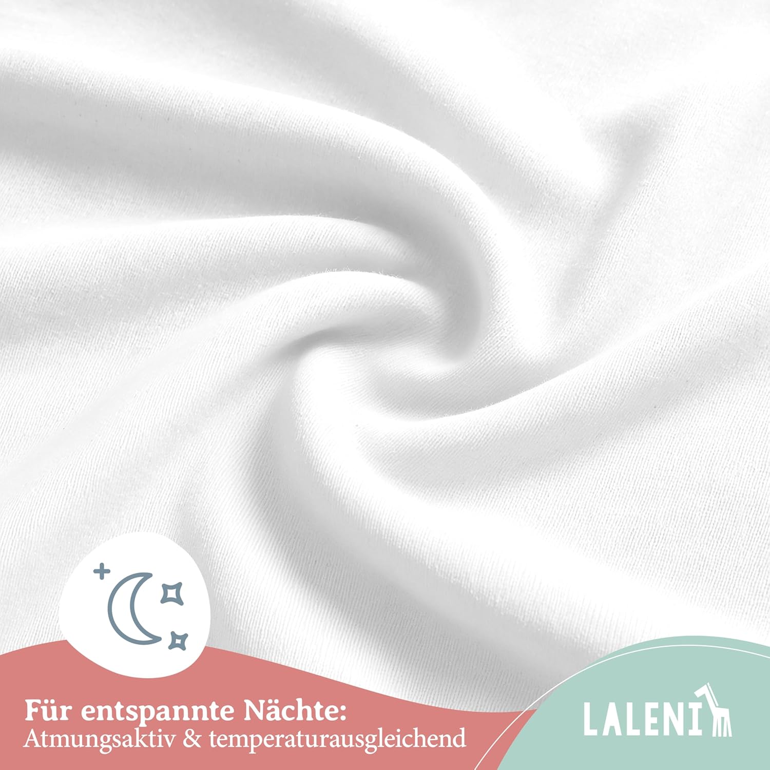 Detalle de Laleni Jersey Spannbettlaken 100x100 cm (2er-Set), 100% Baumwolle, für Baby-Beistellbett & Laufgitter, Weiß