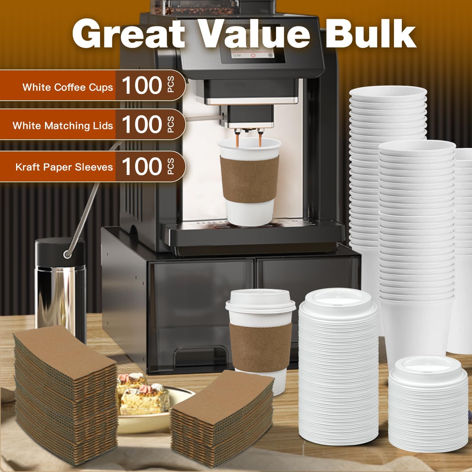 Thumbnail 5 de GINKGO 12 oz Leak-Proof Coffee Cups Pack 100