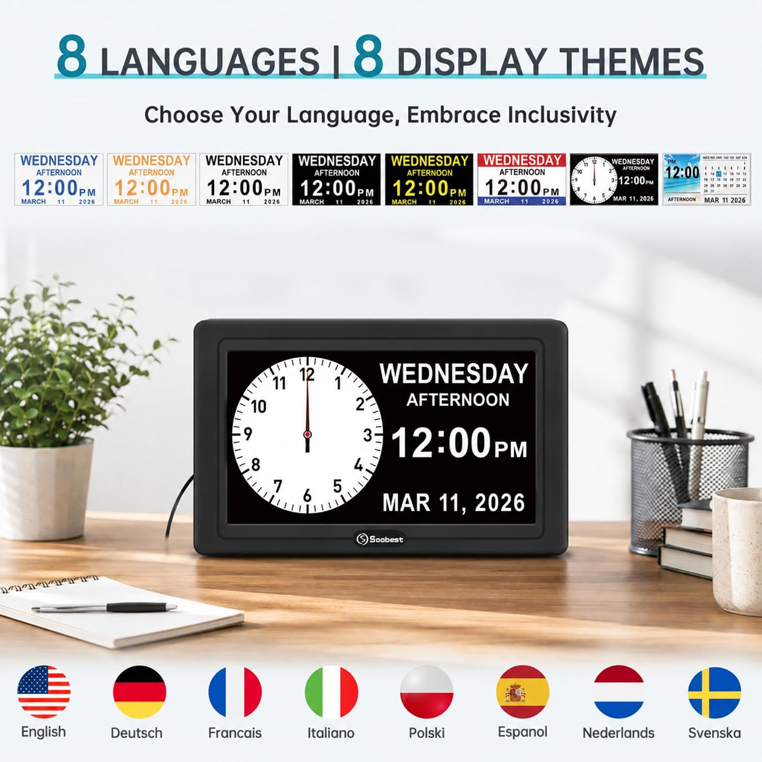 Detalle 2 de Soobest Dementia Clock for Seniors, 20 alarms
