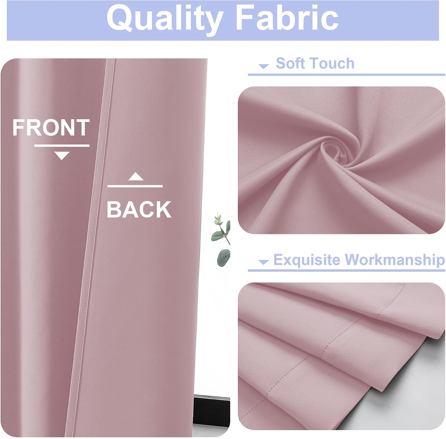 Thumbnail 2 de Simplebrand Ava Blush Blackout Curtains (63" Length, 2 Panels) for Bedroom