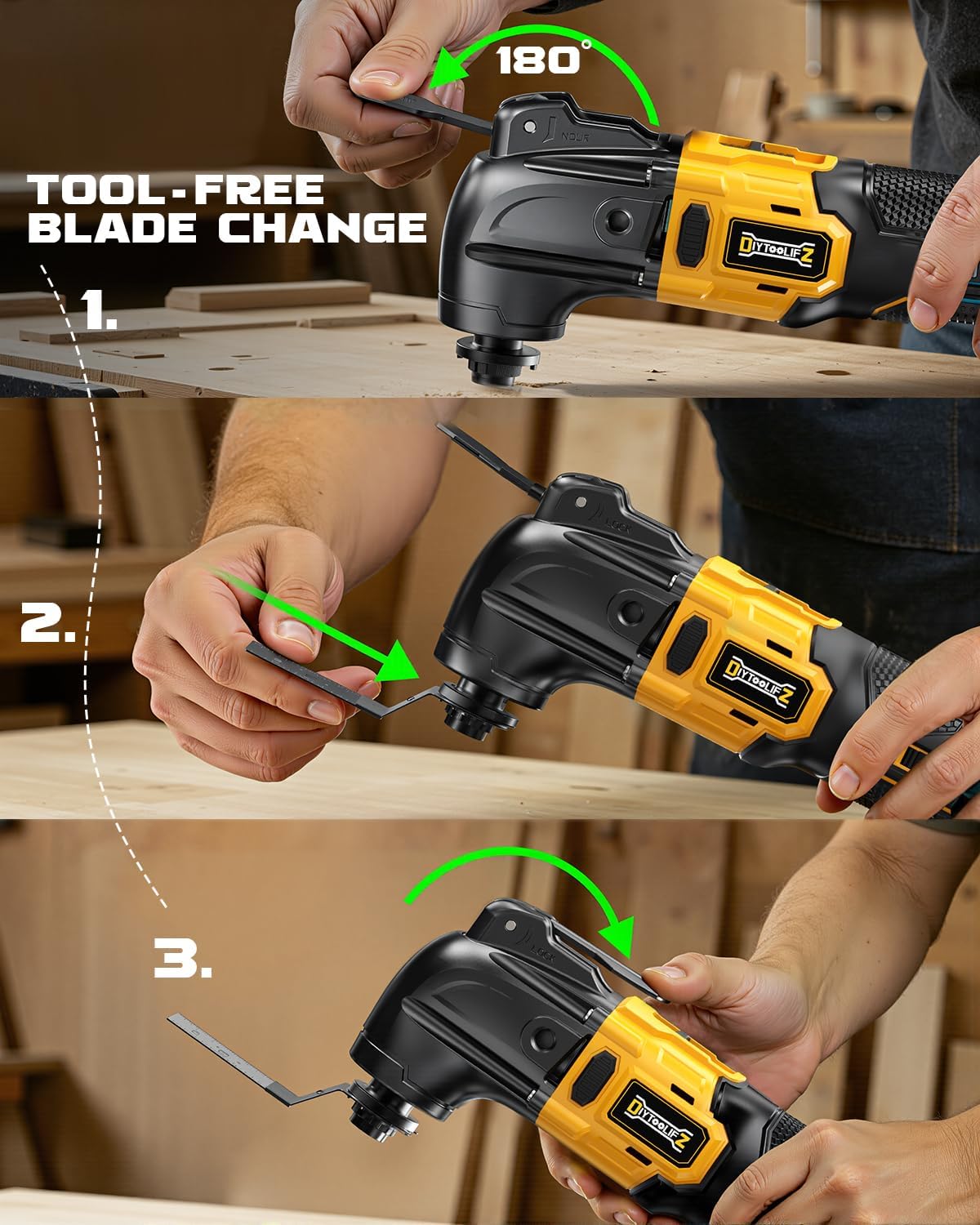 Detalle de DIYtoolifz Oscillating Tool Cordless Multi-Tool, 6 Speeds, Brushless Motor