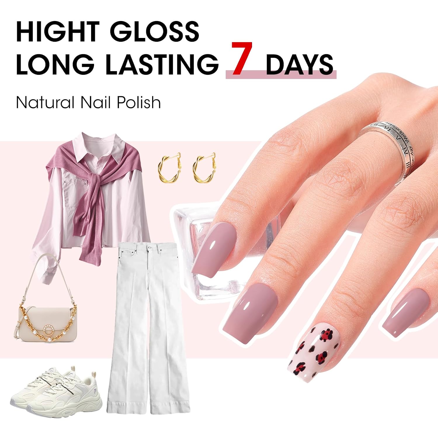 Detalle de GELLEN Nail Polish Neutral Earth Tones: 6-Color Nude Dusty Rose Set for All Seasons