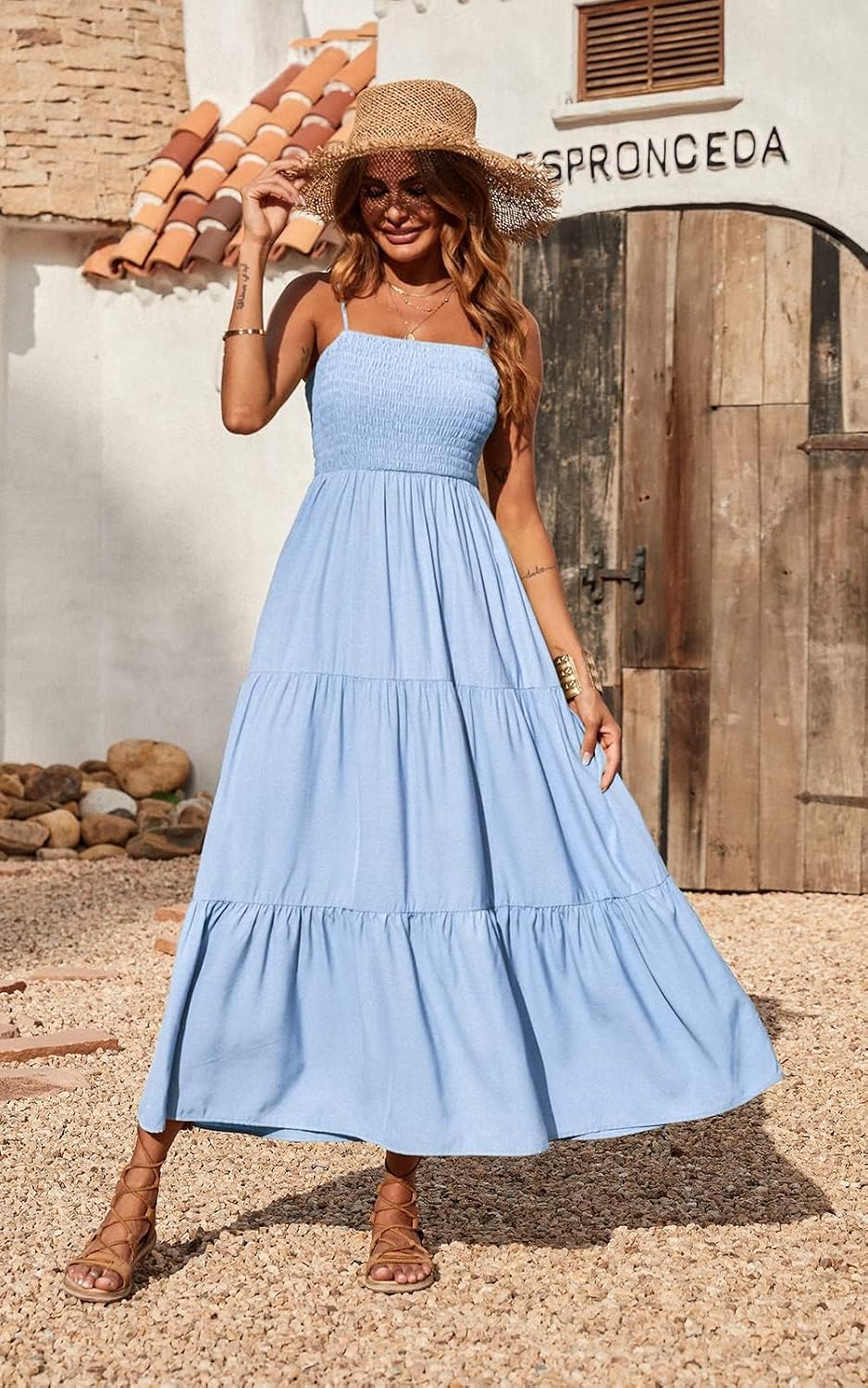 Detalle de PRETTYGARDEN Women's Summer Maxi Dress 2026: Casual Boho Sleeveless Sundress for Beach Days