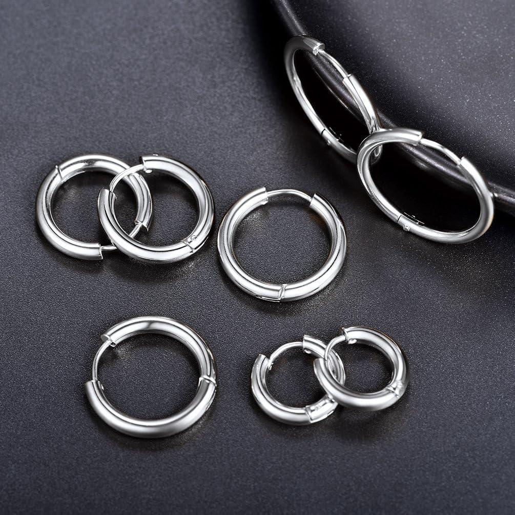 Thumbnail 4 de Lot de boucles d’oreilles PROSTEEL petits créoles unisex en acier inoxydable (4 paires) diamètres 10/14/16/20 mm