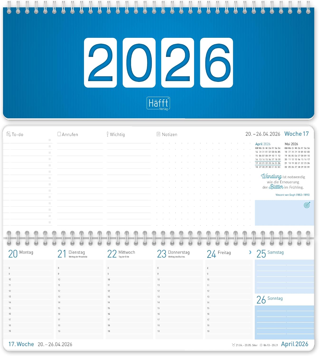 Häfft Wochen-Tischkalender 2026 quer 📅