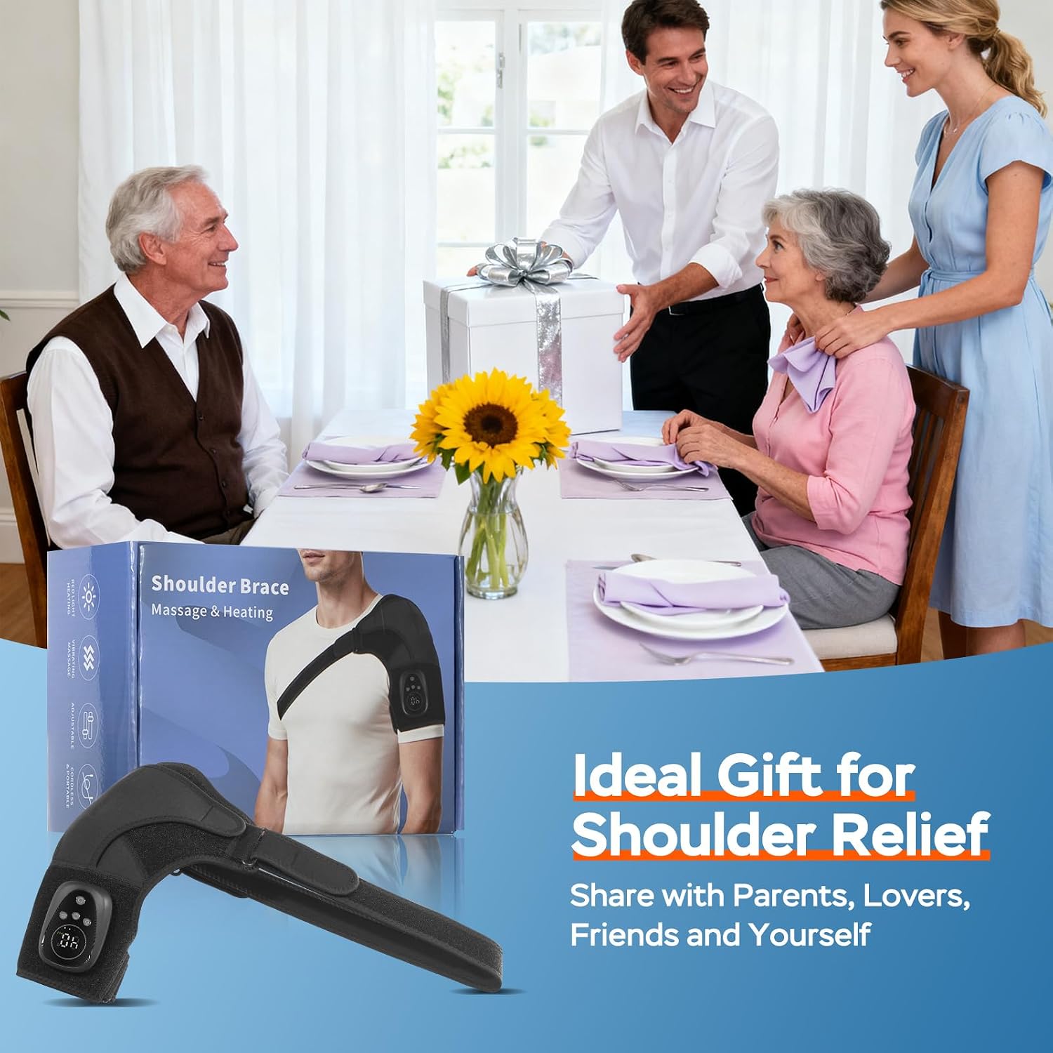 Thumbnail 6 de GINEKOO Heated Shoulder Wrap for Right Shoulder with Red Light and Massage